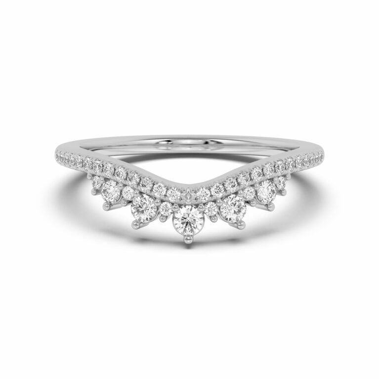Chevron Crown Wedding Band14K White Gold Size 5.5