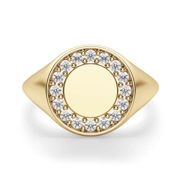 Pave Circle Signet Ring
