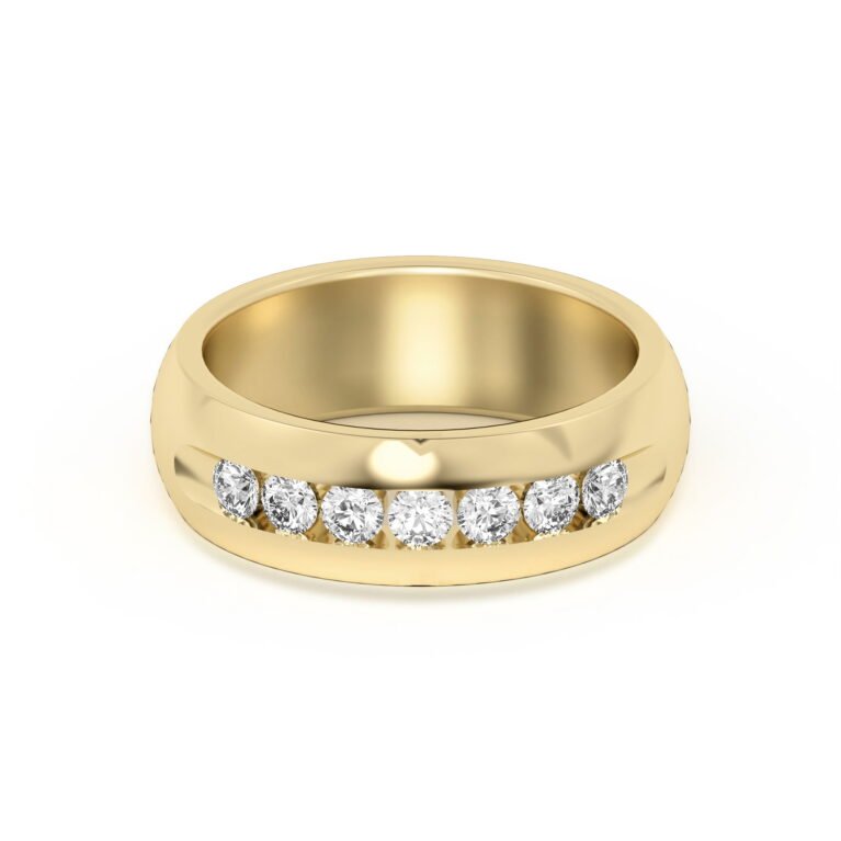 Seven Channel Set Wedding Band