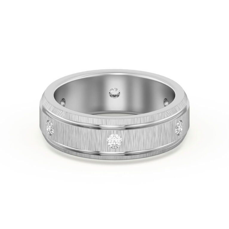 Edged Channel Accented Wedding Band