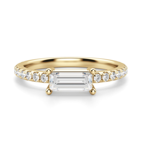East-West Accented Basket Ring 0.50 Straight Baguette Center