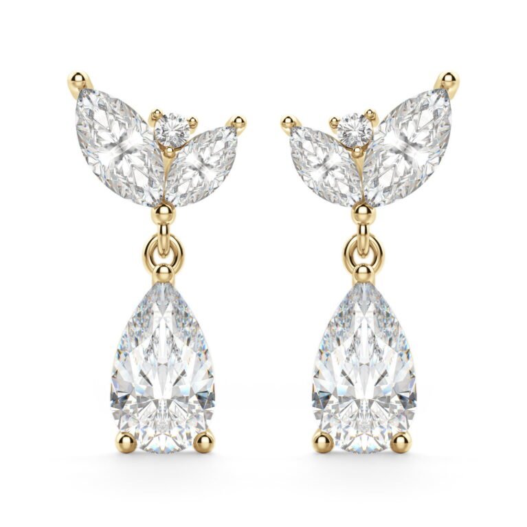 Camellia Pear Cut Drop Earrings
