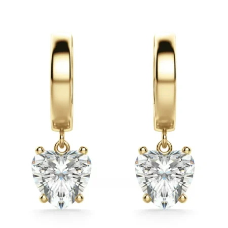 Heart Cut Solitaire Drop Earrings