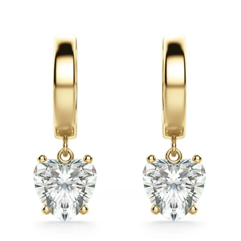 Heart Cut Solitaire Drop Earrings