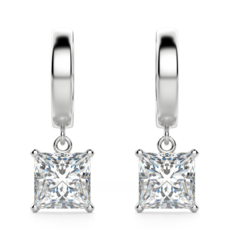 Princess Cut Solitaire Drop Earrings