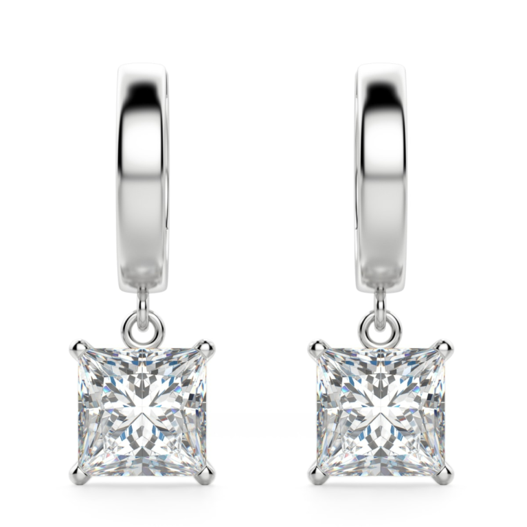 Princess Cut Solitaire Drop Earrings