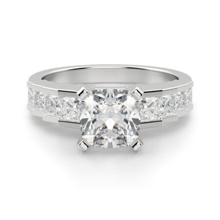 Cinderella Staircase Cushion Cut Engagement Ring Moissanite Platinum Size 6